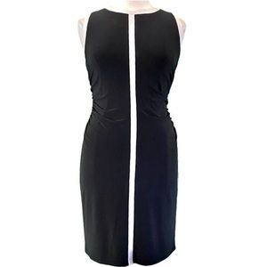 Lauren Ralph Lauren Black Midi Dress with White Center Stripe